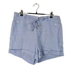 Ellen Tracy Company 100% Linen Shorts Womens Size M Chambray ECMS77026 Blue